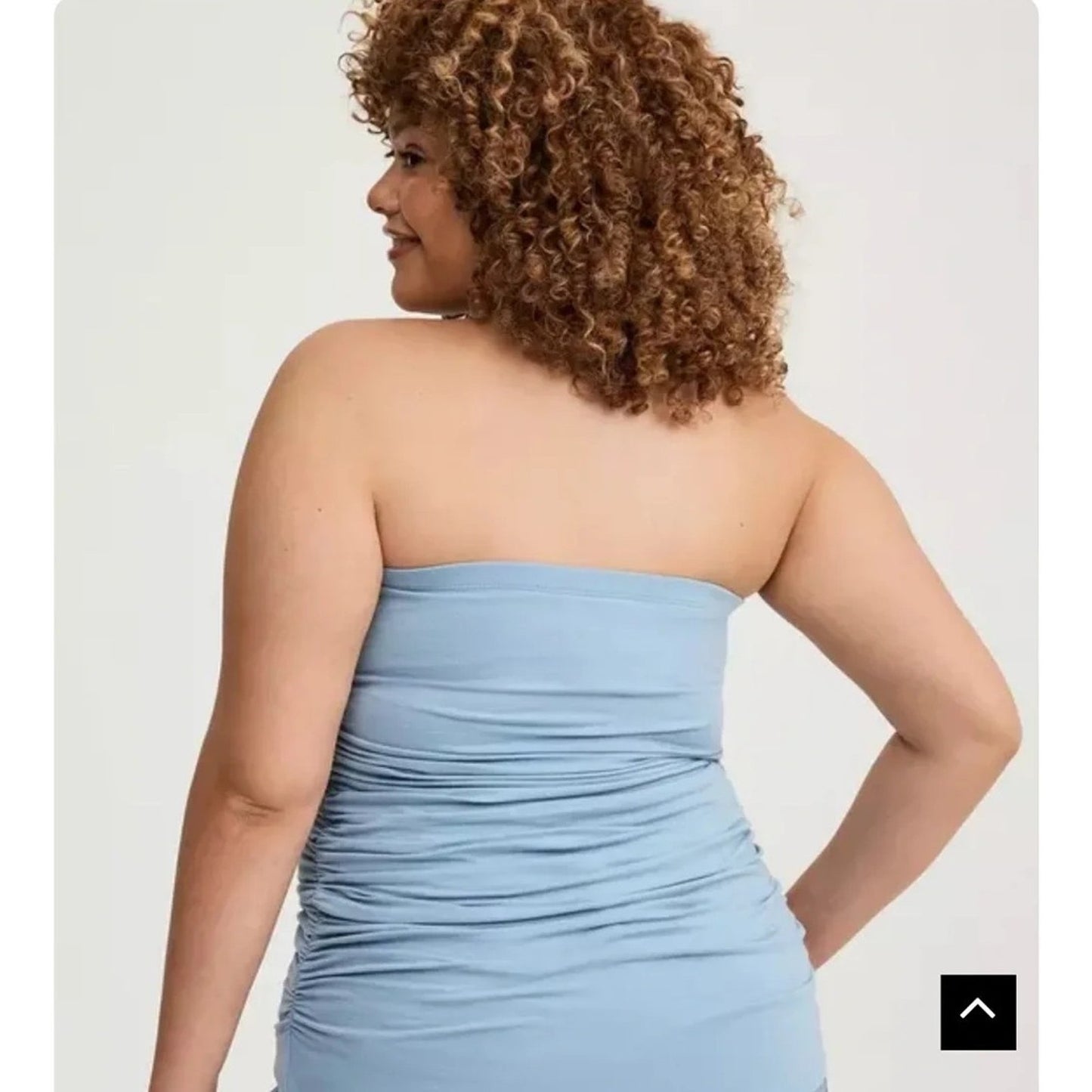 1078 - Torrid Foxy Ruched Tube Top Light Blue 2X - NWT
