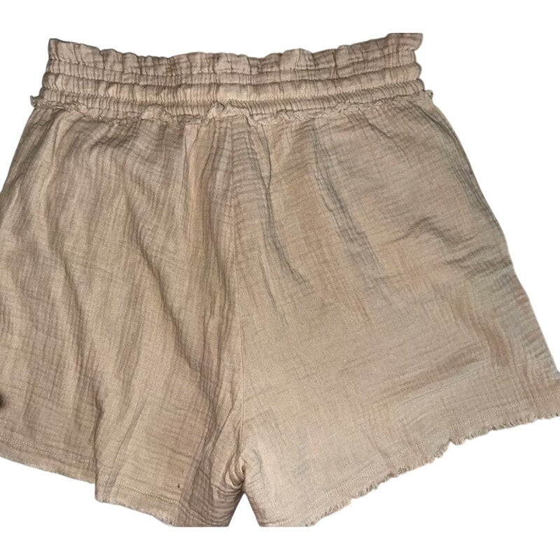1358 - ZENANA women’s shorts -100% Cotton Double Gauze Tan-NWT - M