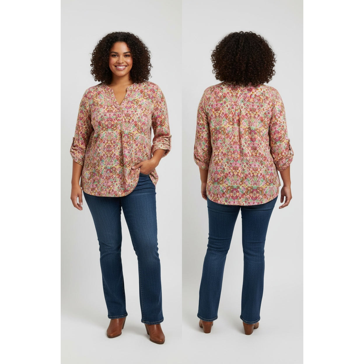 1397 - Dear Scarlett Boho Print Blouse - NWT - Large