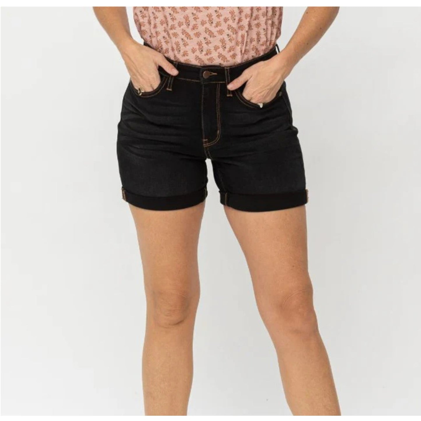 1129 -Judy Blue -Black High Waisted Denim Shorts - XL