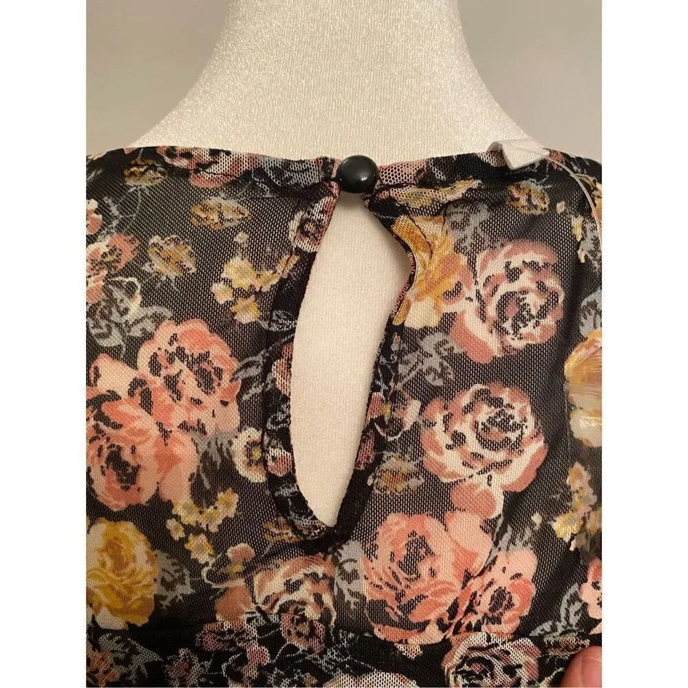 1241-Maurices Dress - Black with floral - Size XXL
