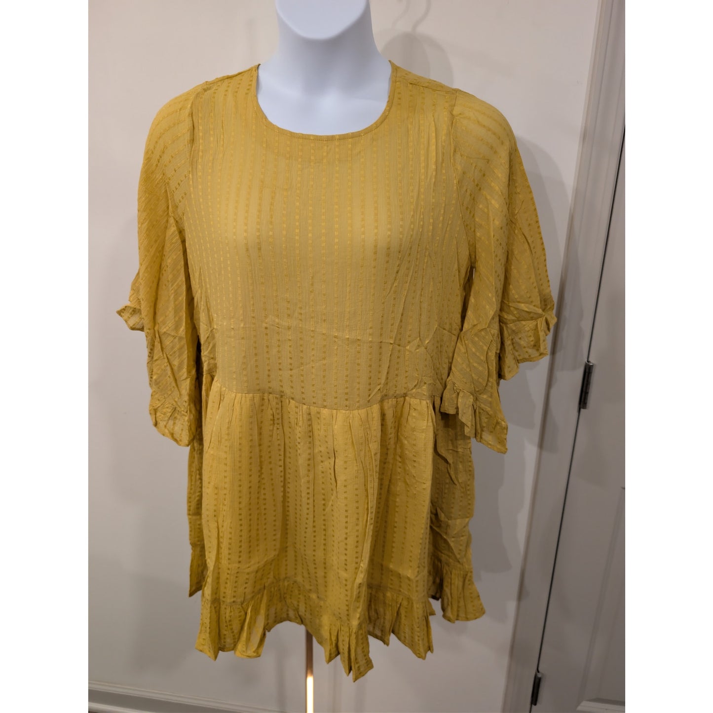 1412 - Easel Babydoll Mustard Dress - Size Small - NWT