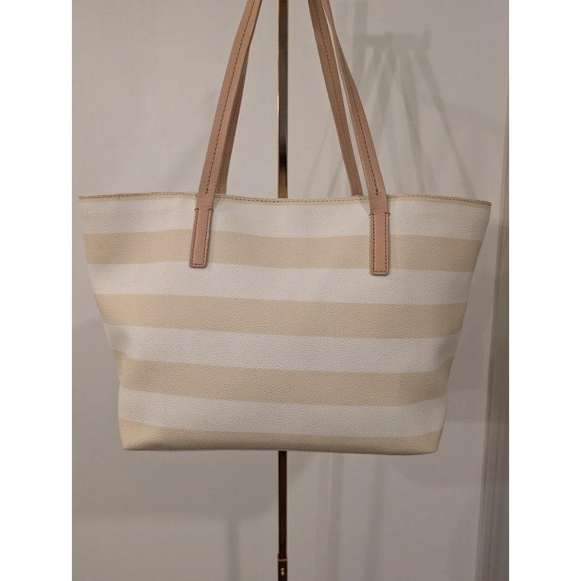 1288 - Kate Spade Tote Purse Bag- Pre Loved - Biege and White Striped