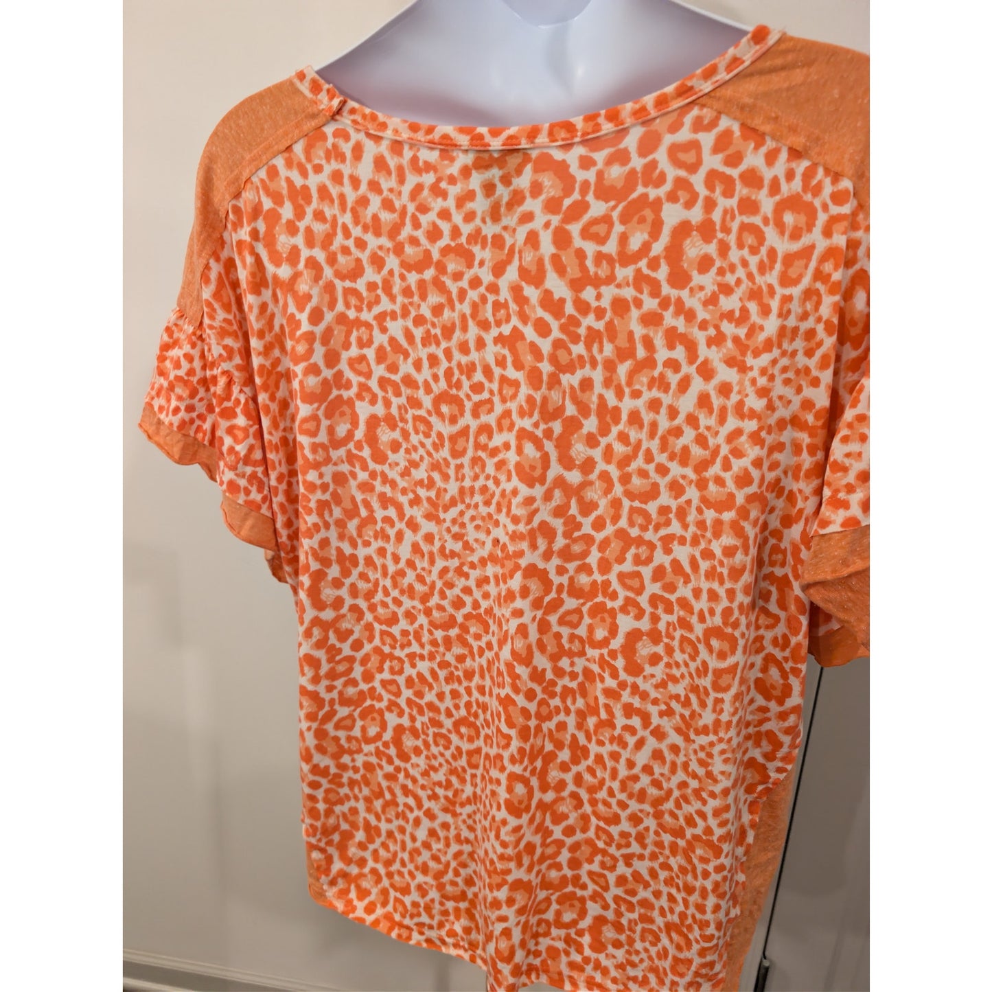 1304 - GioGio Orange Animal Print Blouse with raw edge - XL
