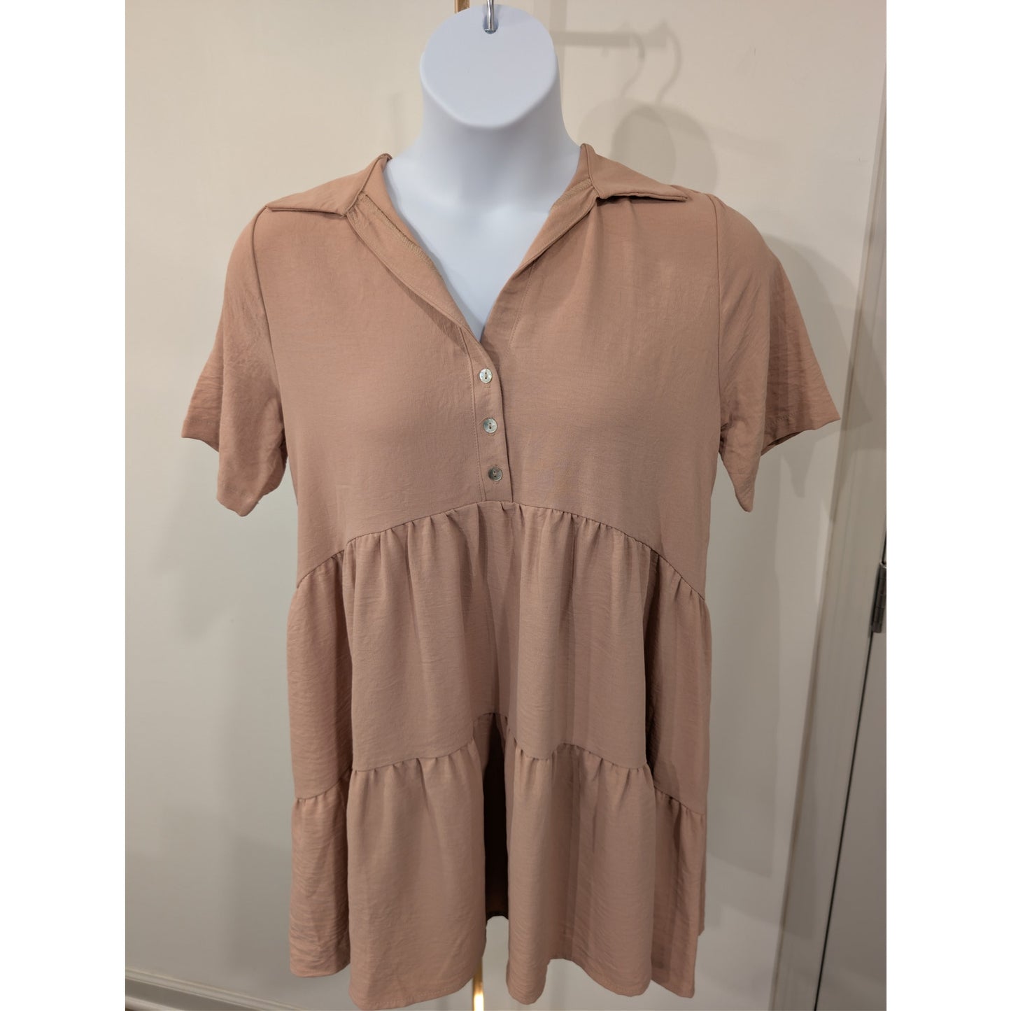 1415 - Les Amis Nude Tiered Dress - Large - NWT
