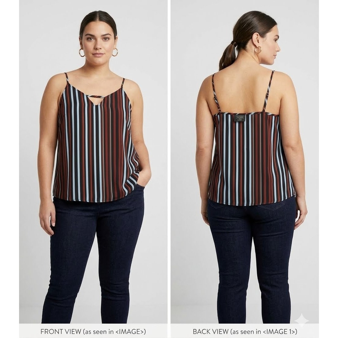 1097 - Halogen Striped Spaghetti Strap Camisole Tank Top 3X Retro - NWT