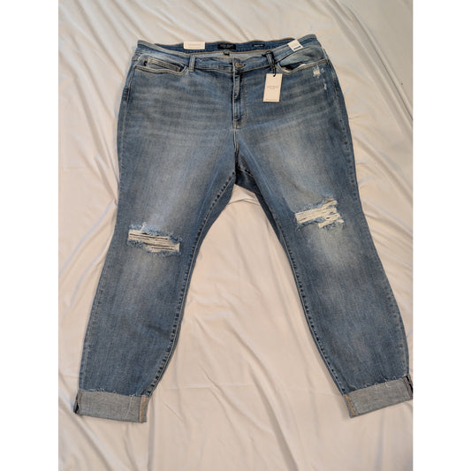 1033 - Judy Blue Distressed Straight Leg Jeans Size 24 NWT