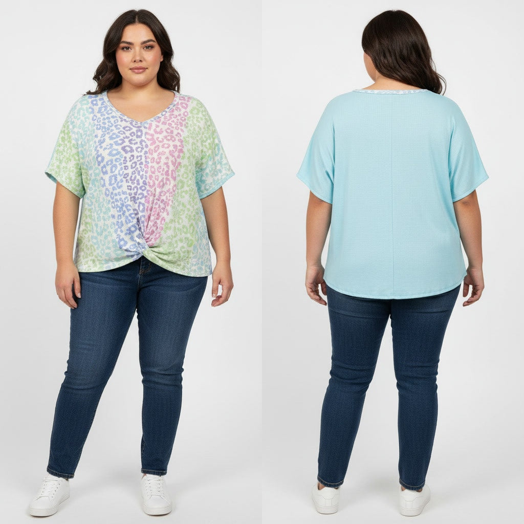 1339 - Haptics Pastel Animal Print Blouse - Medium - NWT