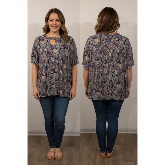 1440 - Hayzel Boho Top with keyhole - 2XL - NWOT