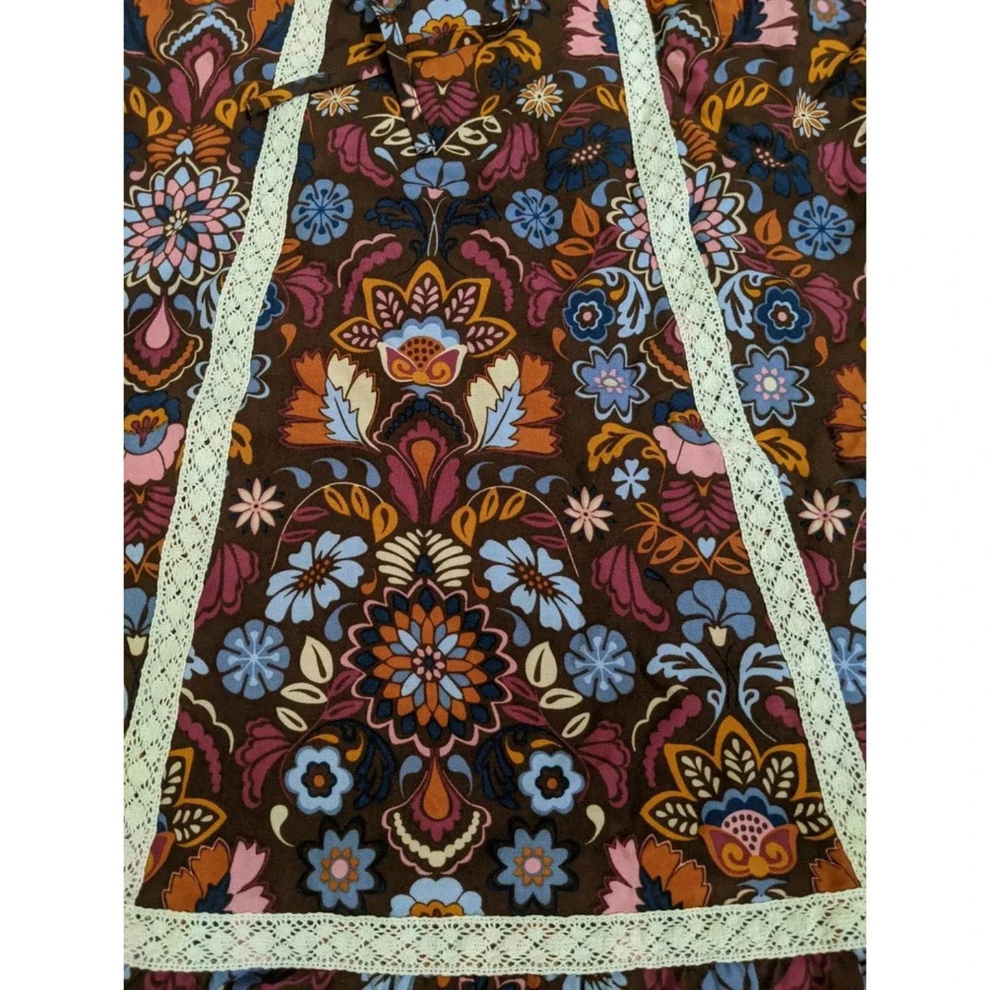 1126 - Matilda Jane Anthropologie Floral Boho Dress Lace Trim Womens - Size L