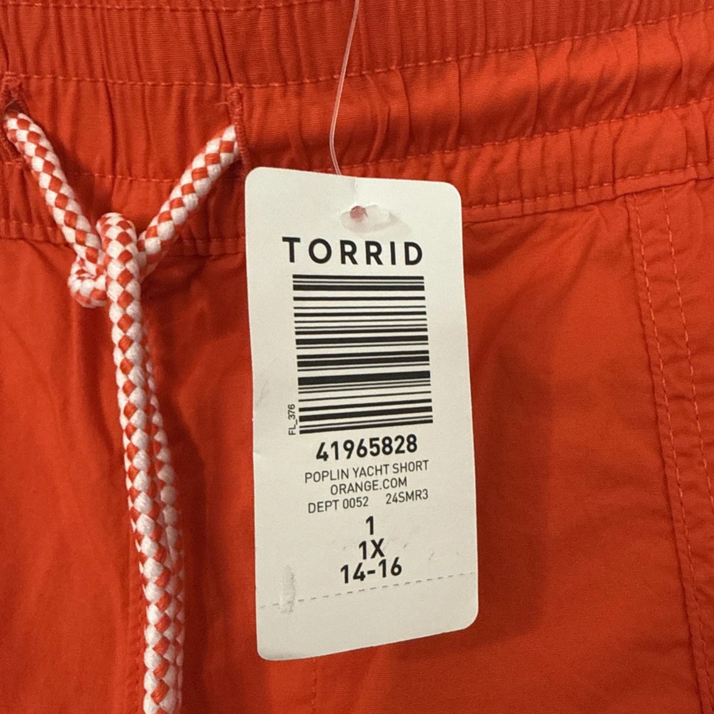 1086 - Torrid Poplin Yacht Shorts Orange Drawstring 1X - New