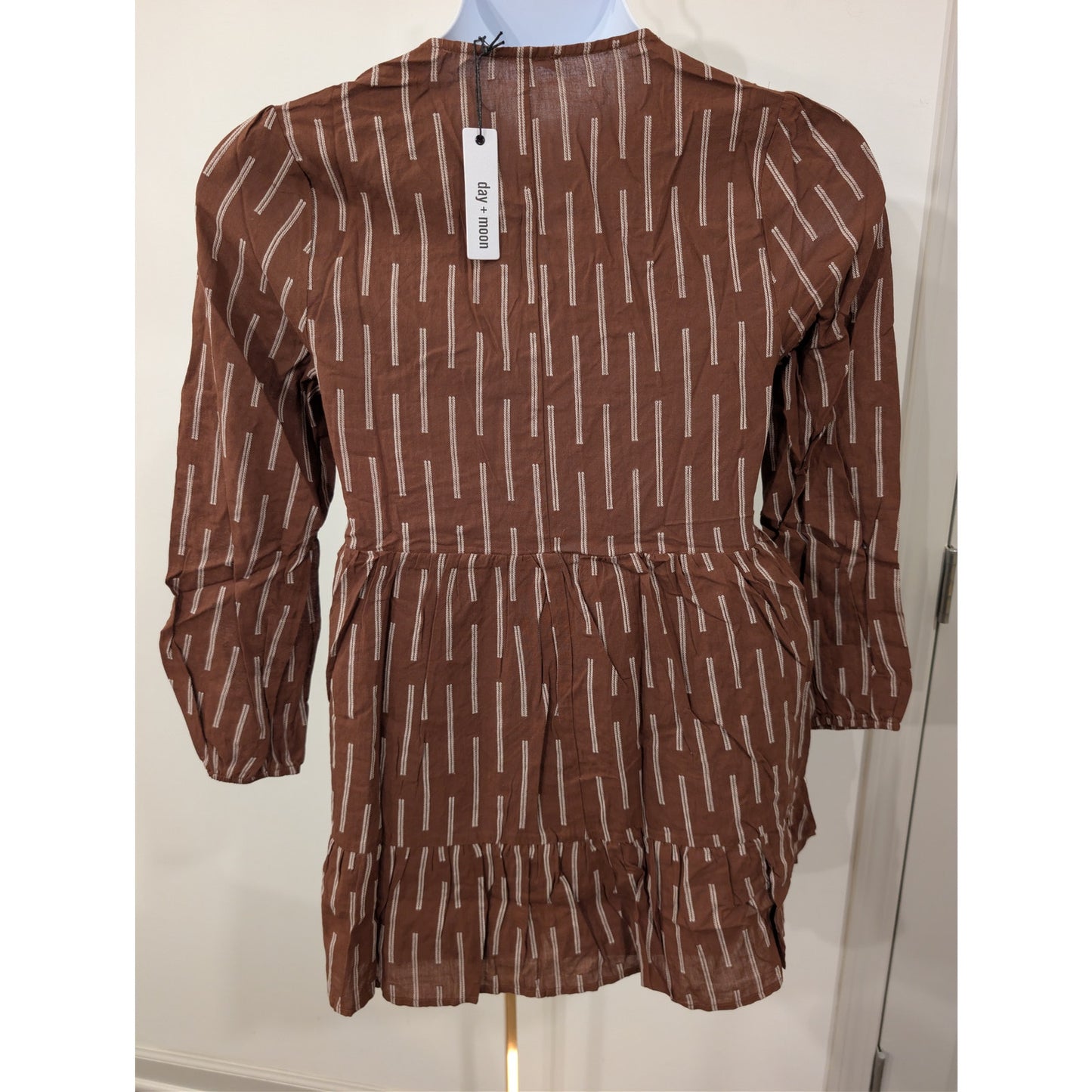 1412 - Day + Moon Brown embroidered dress - Small - NWT