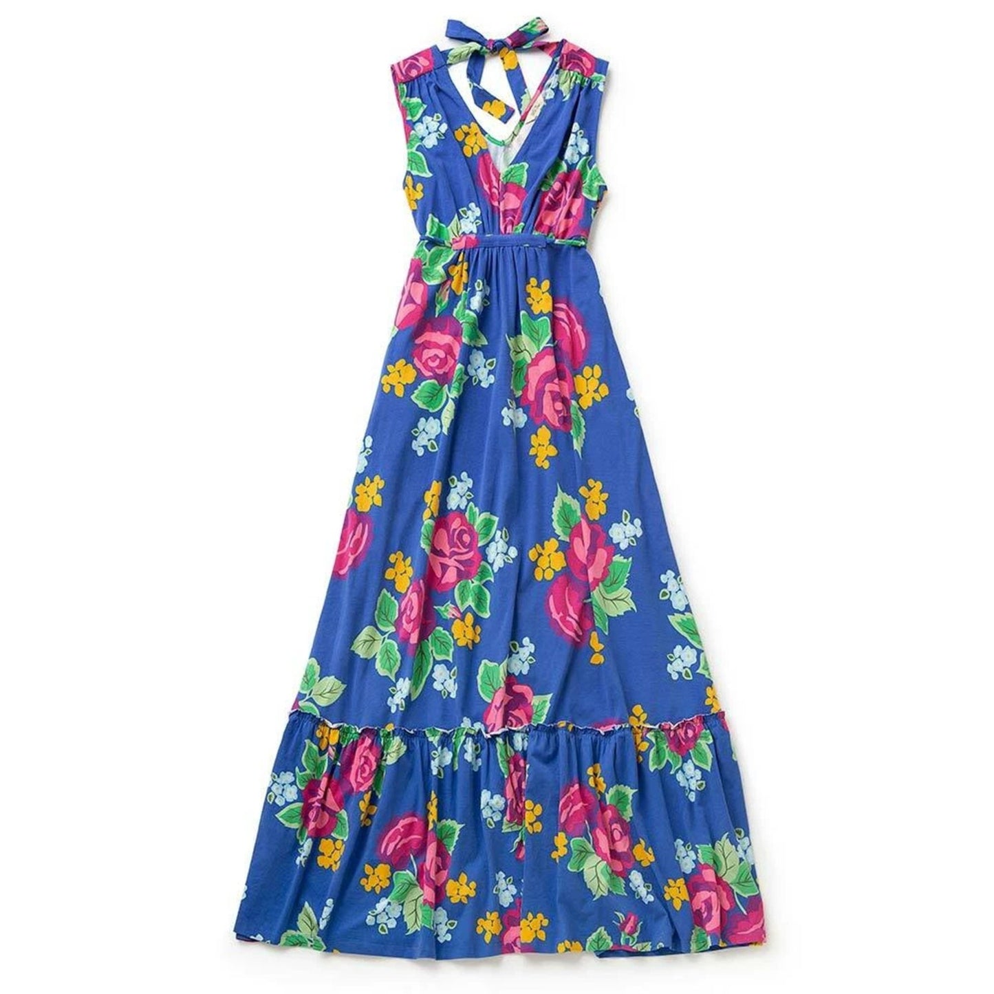 1130 - Matilda Jane Boho Floral Maxi Dress Blue Sleeveless Tie Back - NWT - Med