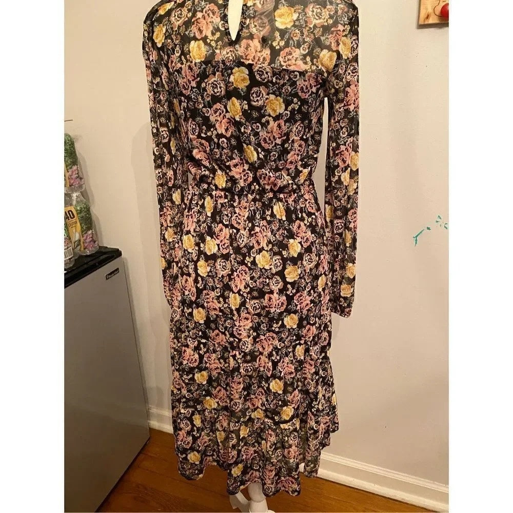1241-Maurices Dress - Black with floral - Size XXL