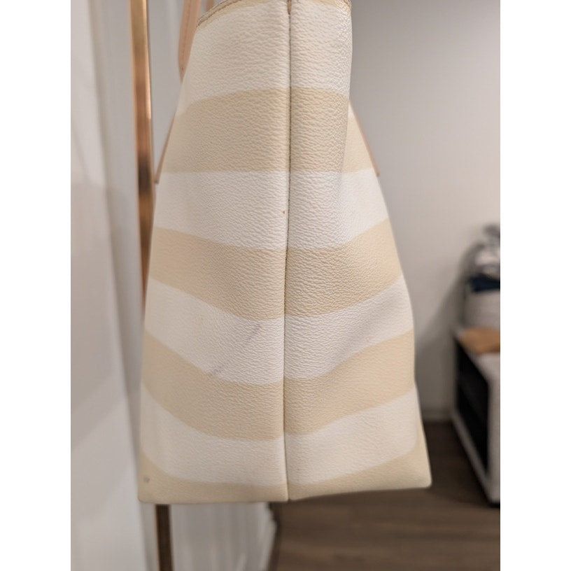 1288 - Kate Spade Tote Purse Bag- Pre Loved - Biege and White Striped