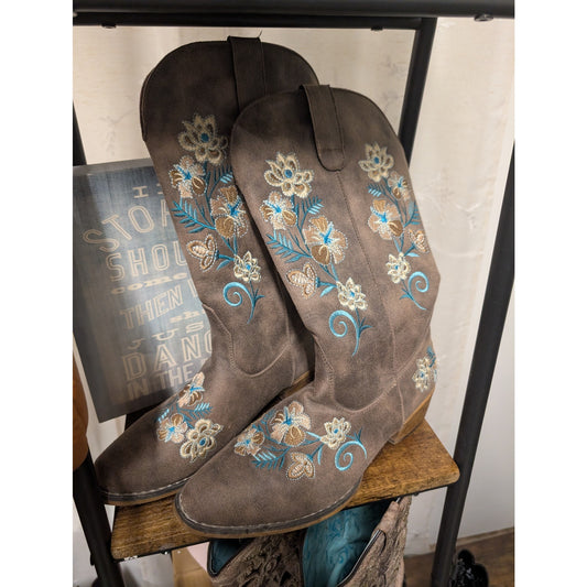 B102 - Roper Women's Riley Floral Western Boots - 10