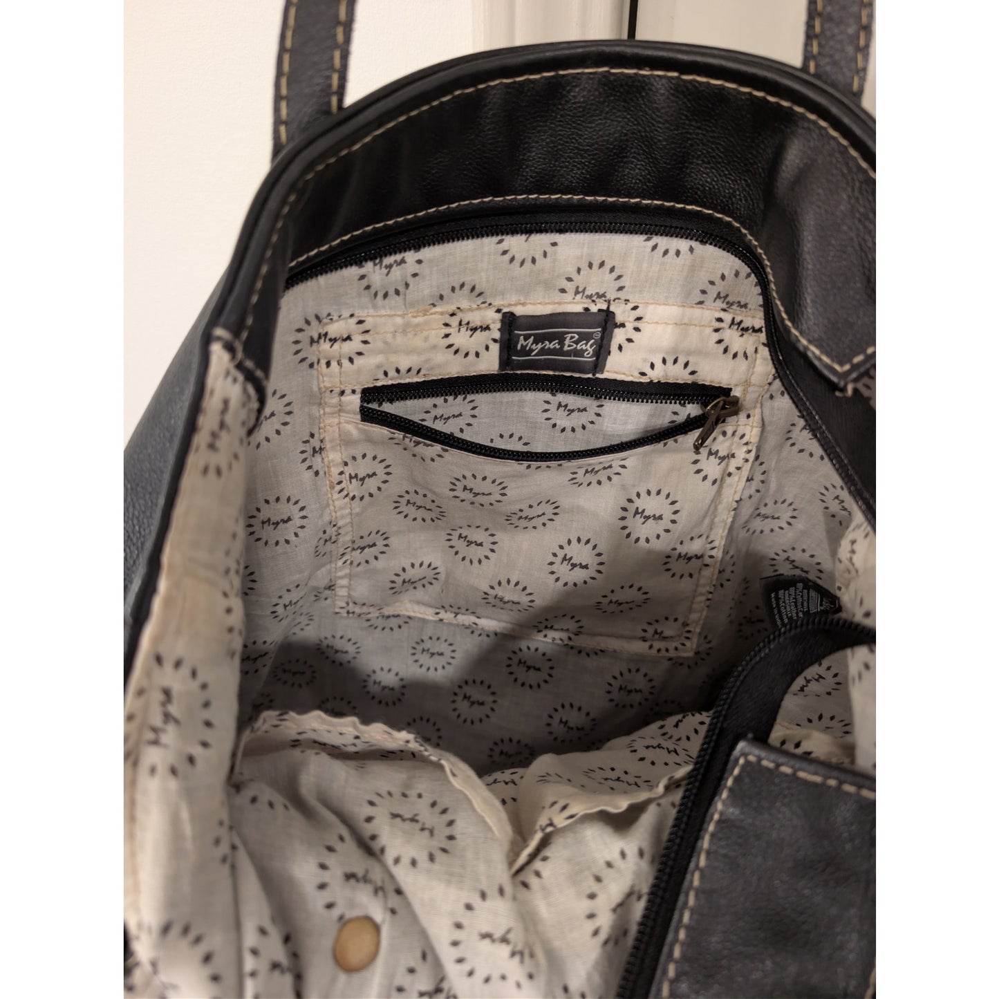 1387 -Myra Bag Shades of Black Genuine Hair-on Leather Tote Bag