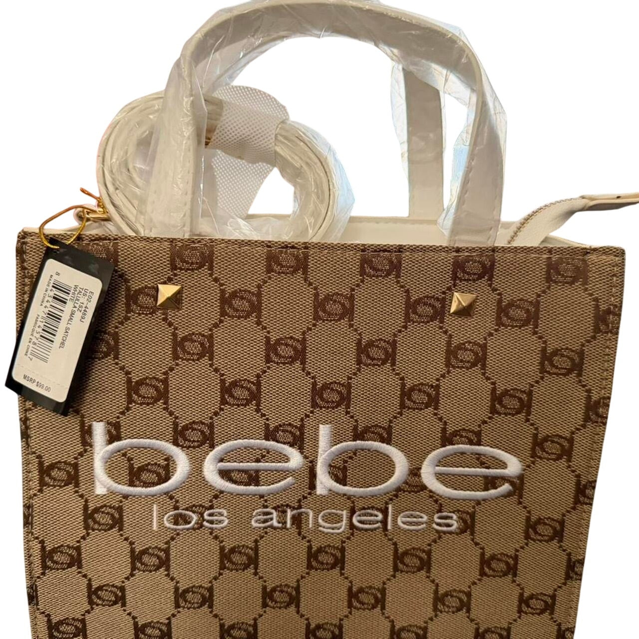 1311 - Bebe Talulla Mini Satchel in the tan brown and white - NWT