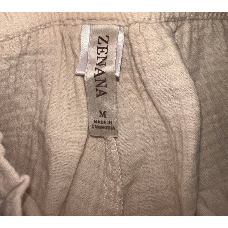 1358 - ZENANA women’s shorts -100% Cotton Double Gauze Tan-NWT - M