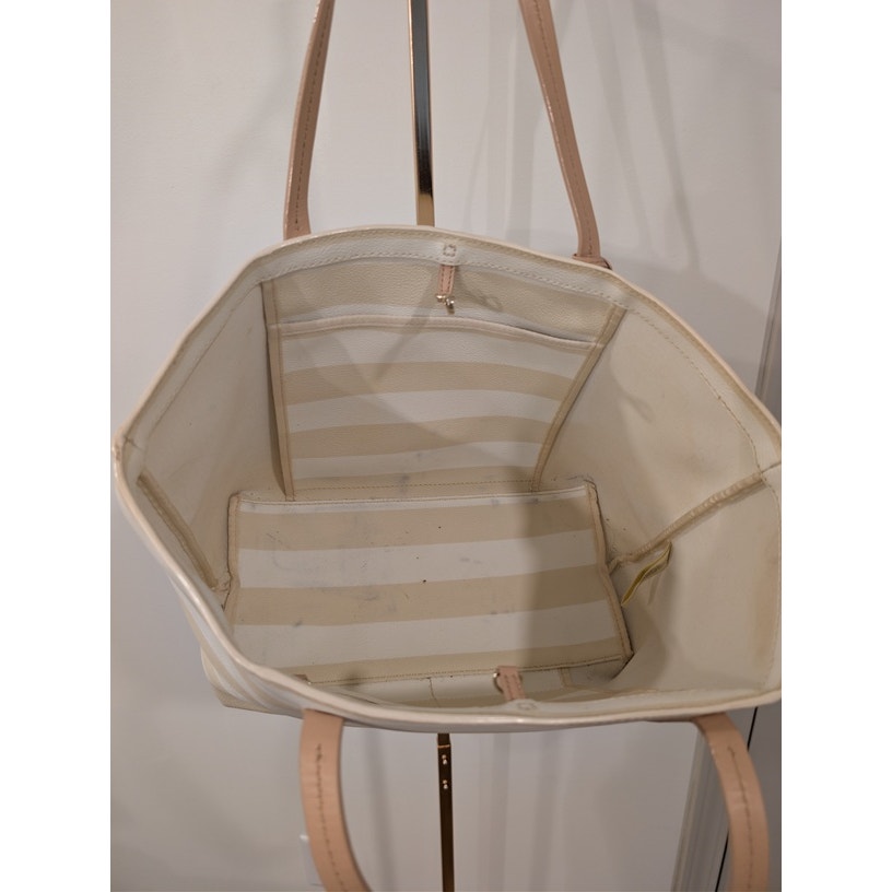 1288 - Kate Spade Tote Purse Bag- Pre Loved - Biege and White Striped