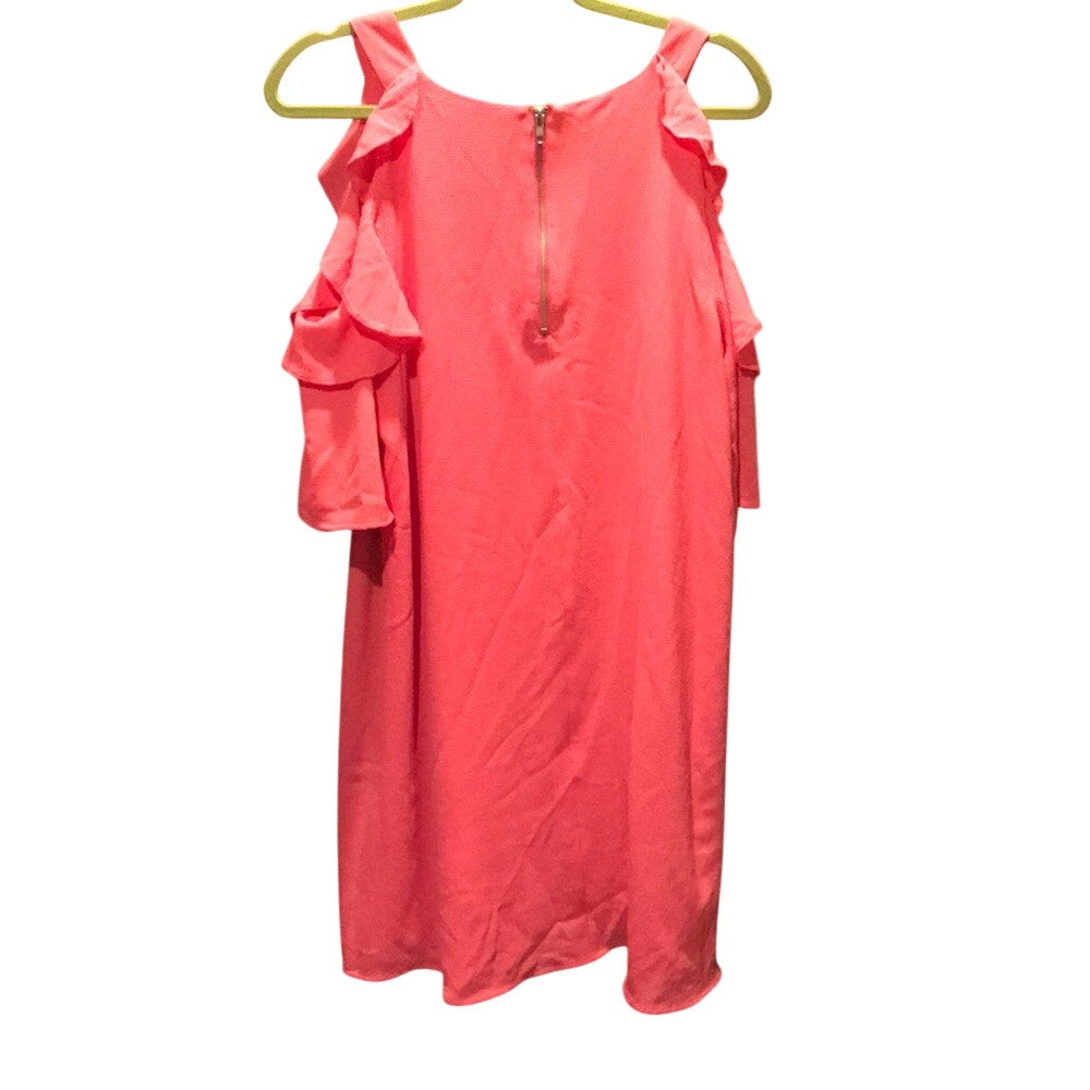 1352 - Umgee Pink Coral Cold Shoulder Sleeve Dress - Small