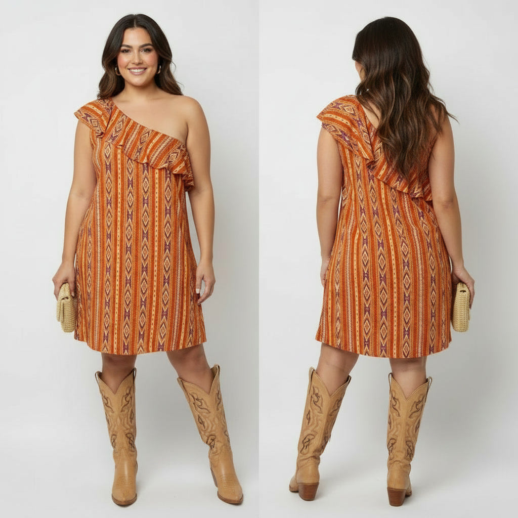 1285 - Savannah Jane One Shoulder Dress - Size 3X